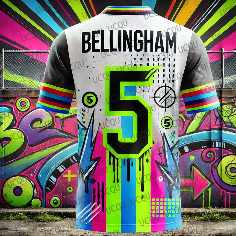 2025New Special Edition Graffiti Bellingham No.5 Football Jersey Fashion Training Uniform Breathable Oversize Men's Sport Tshirt