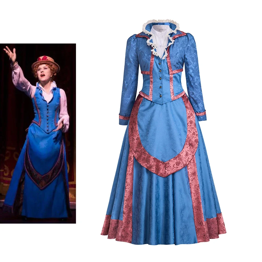 Dolly Levi Cosplay Blue Dress Suit Musical Hello Dolly Costume Women Victorian Edwardian Ball Gown Halloween Stage Show Outfits