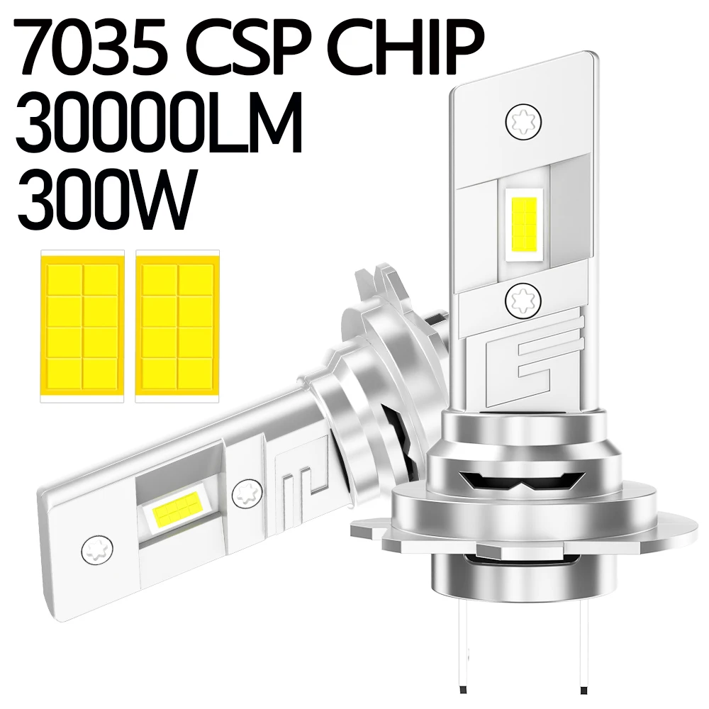 

Ампульная светодиодная лампа H7 CANBUS 30000LM Супер яркие светодиодные фонари для автомобиля 7035 CSP Chip 6000K Белая беспроводная диодная фара Противотуманные фары