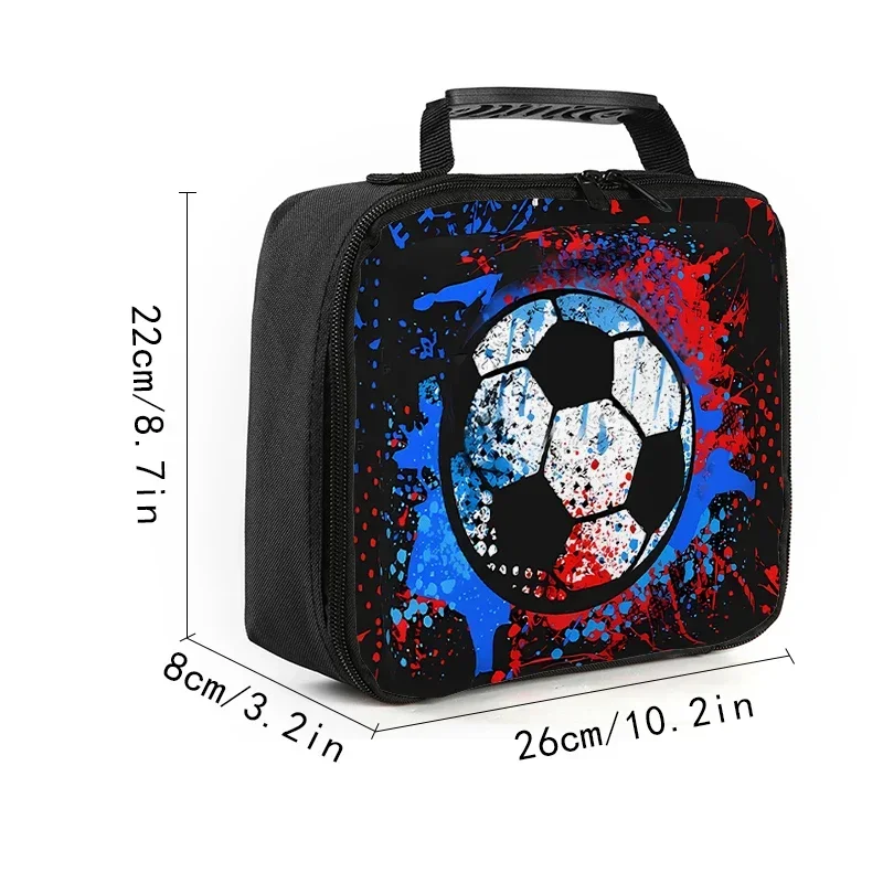 كرة القدم نمط يده حقيبة الغداء لصبي/فتاة أفضل الهدايا ثلاثية الأبعاد الكرتون حقيبة حفظ الطعام للأطفال العزل الحراري حقيبة تخييم