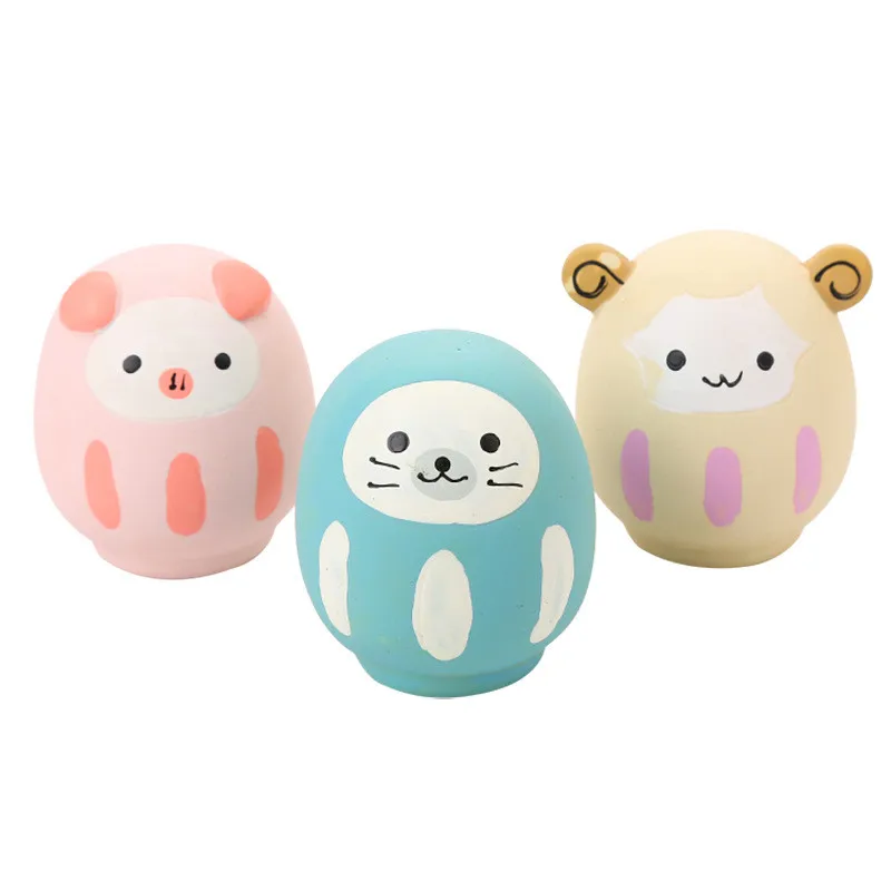 Dog Chew Toys Egg-shaped Latex Toys Cute Styling Teeth Cleaning Pet Supplies Dog Gnawing Vocal Toy Dolphin Pig Sheep Expression