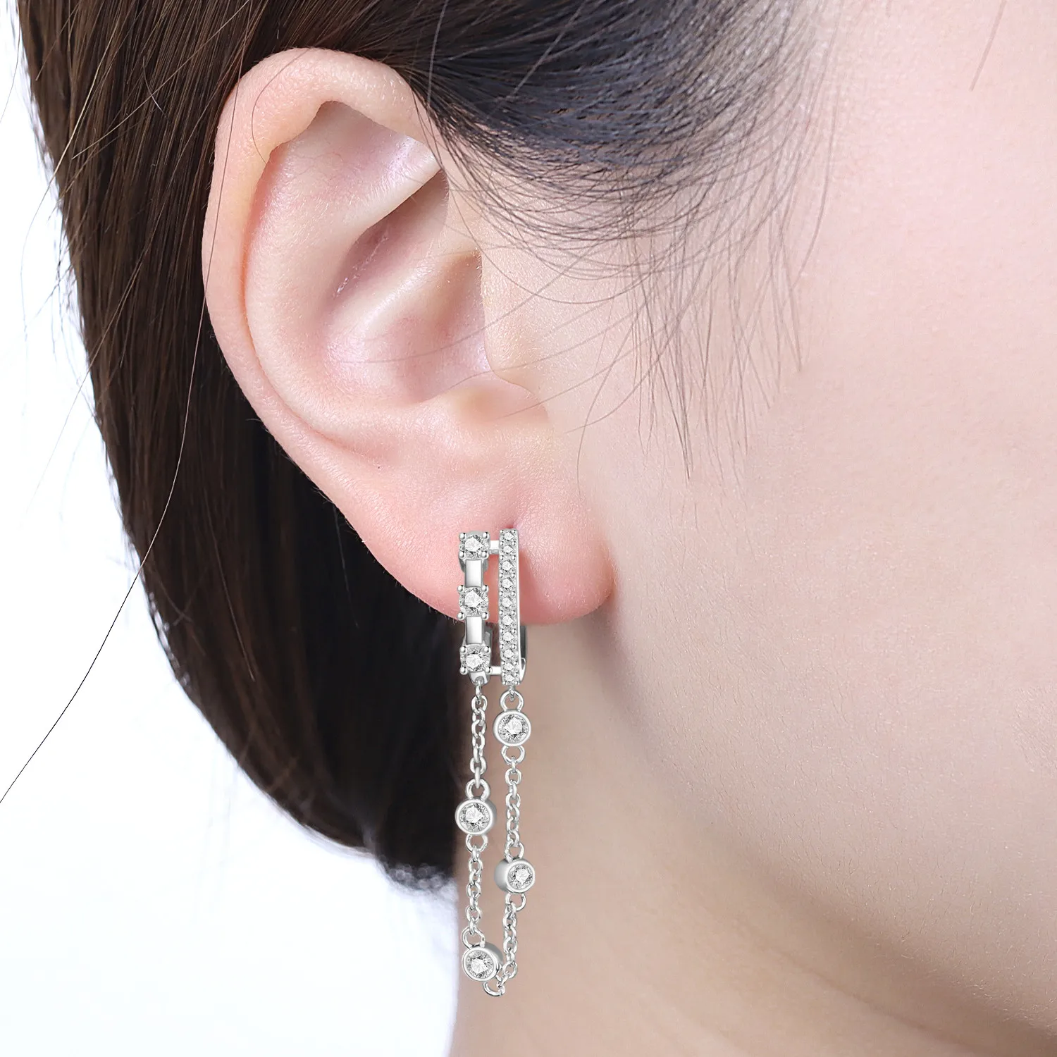 Orstarry 925 Sterling Silver Double Layered Tassel Drop Earrings Women Earrings Charm Fashion Versatile Party Jewelry Gifts