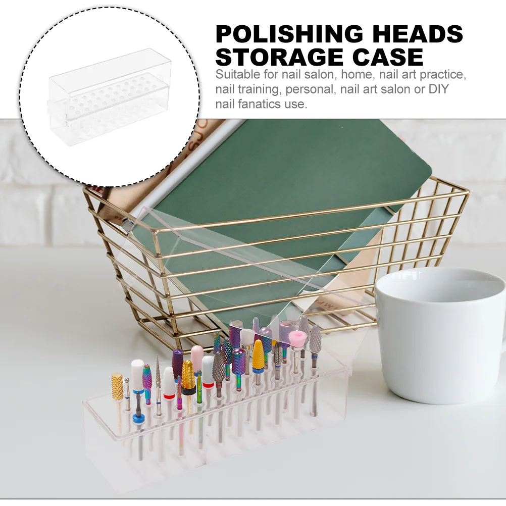 Nail Supplies Storage Box Salon Product Drill Bit Holder Bracket Bits Organizers and Transparent Women's