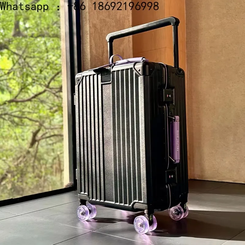 New Aluminum Frame Wide Handlebar Rolling Luggage Large Capacity Trolley Suitcase with Colorful Silent Spinner Wheels TSA Lock