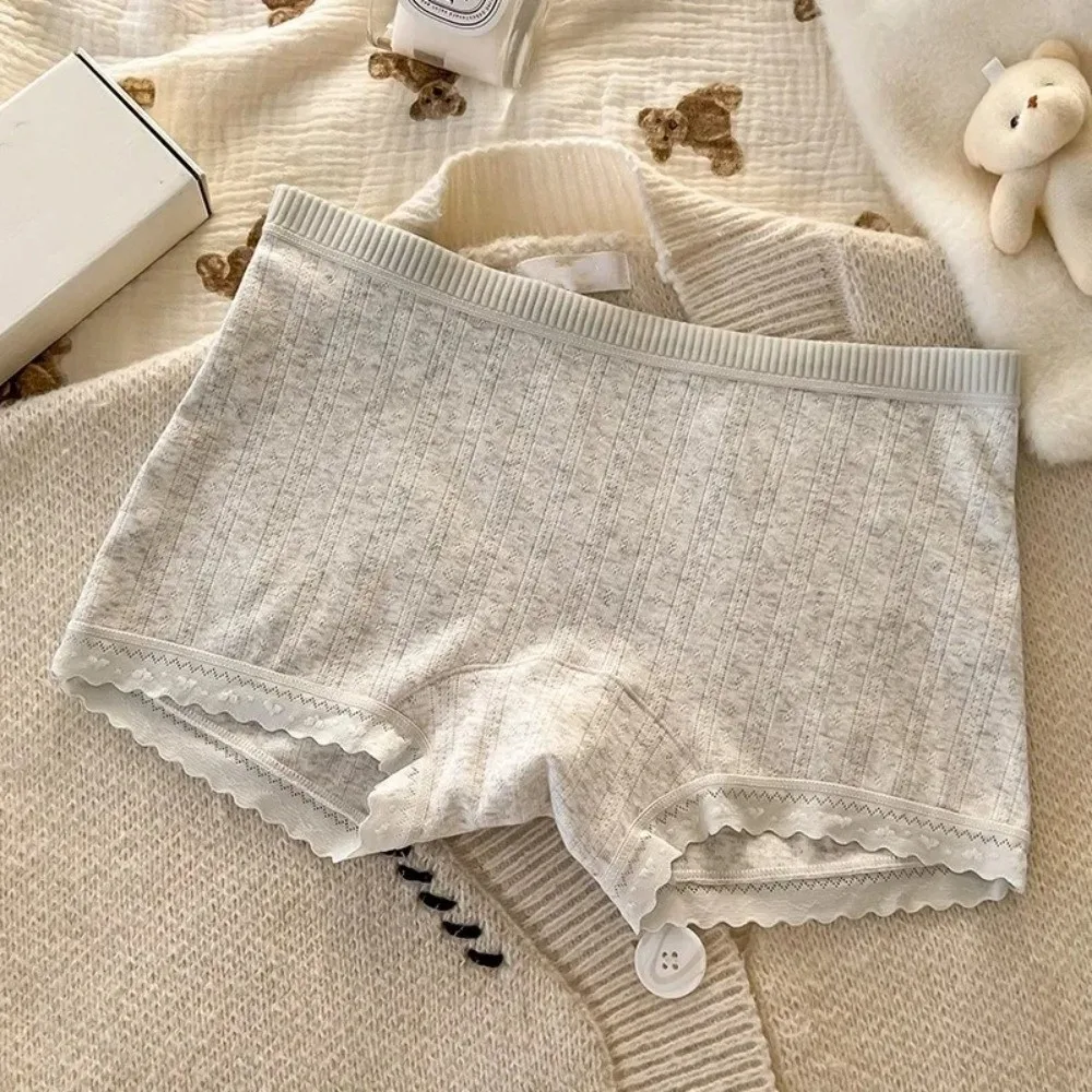 Briefs Mid Waist Lace Safety Pants Underwear Lingerie Sweet Floral Shorts Cotton Anti-exposure Ladies Leggings Shorts Ladies