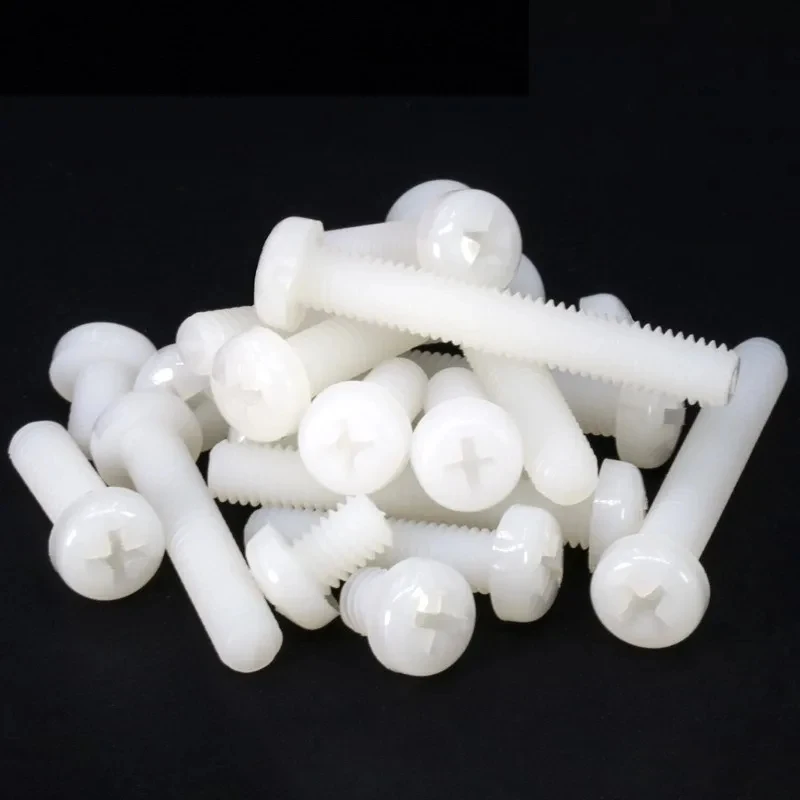 5mm M5 White Nylon Pan Head Screws PA66 Cross Recessed Round Head Plastic Bolts Length 6mm 8mm 10mm To 50mm