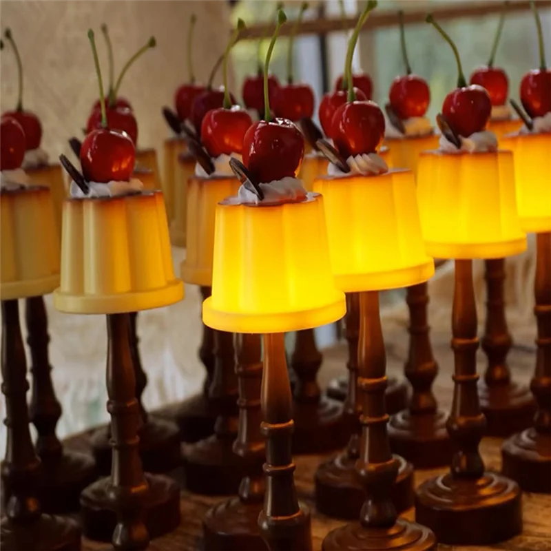 

A04G-Pudding Light, ночник, мини-ретро, 2 шт., милая настольная лампа на батарейках, декор комнаты, подарок для мальчиков и девочек