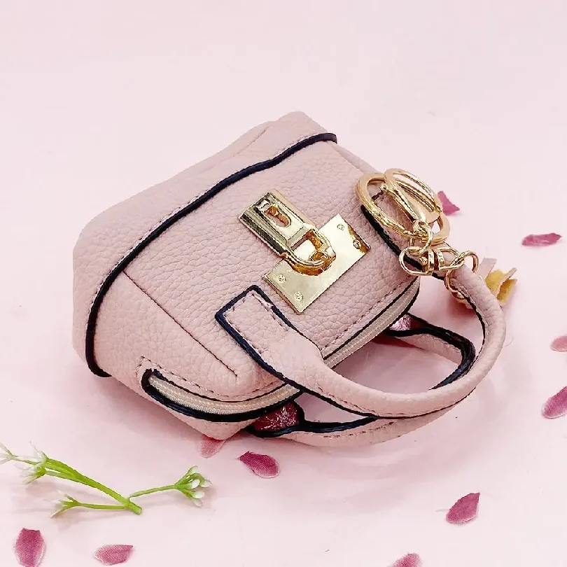 Mini Handbag Coin Purse With KeyChain Mini Luxury Headphone Bag Leather Coin Bag Small Leather Mini Handbag Keychain Women/Lady view 3