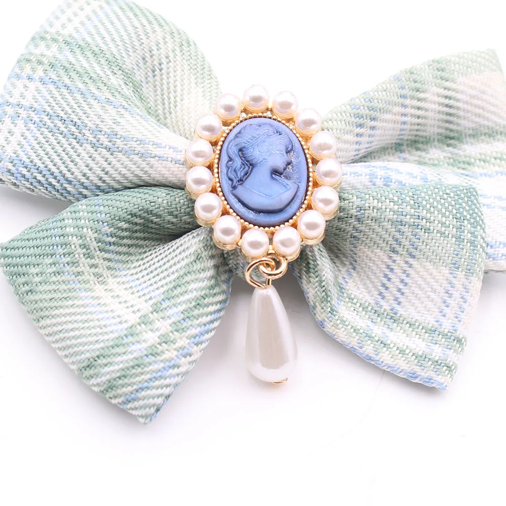 New 10 piece 23 * 48MM Pearl Alloy Water Diamond Elliptical Beauty Head Pendant DIY Clothing Bow Hair Accessories
