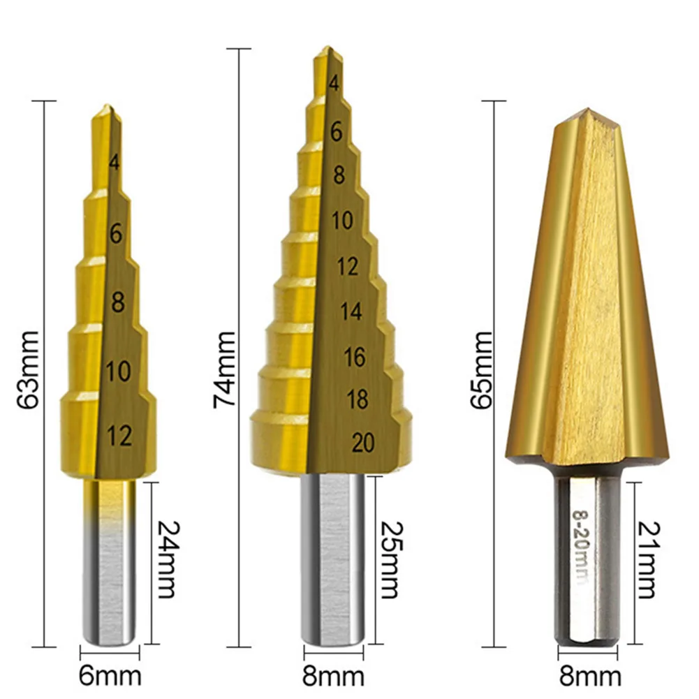 Imagem -03 - Passo Broca Viu Guarda-chuva Chanfro Bit Reta Titânio Fresa 412 20 mm mm Furo de Metal Madeira Cone Broca Peças