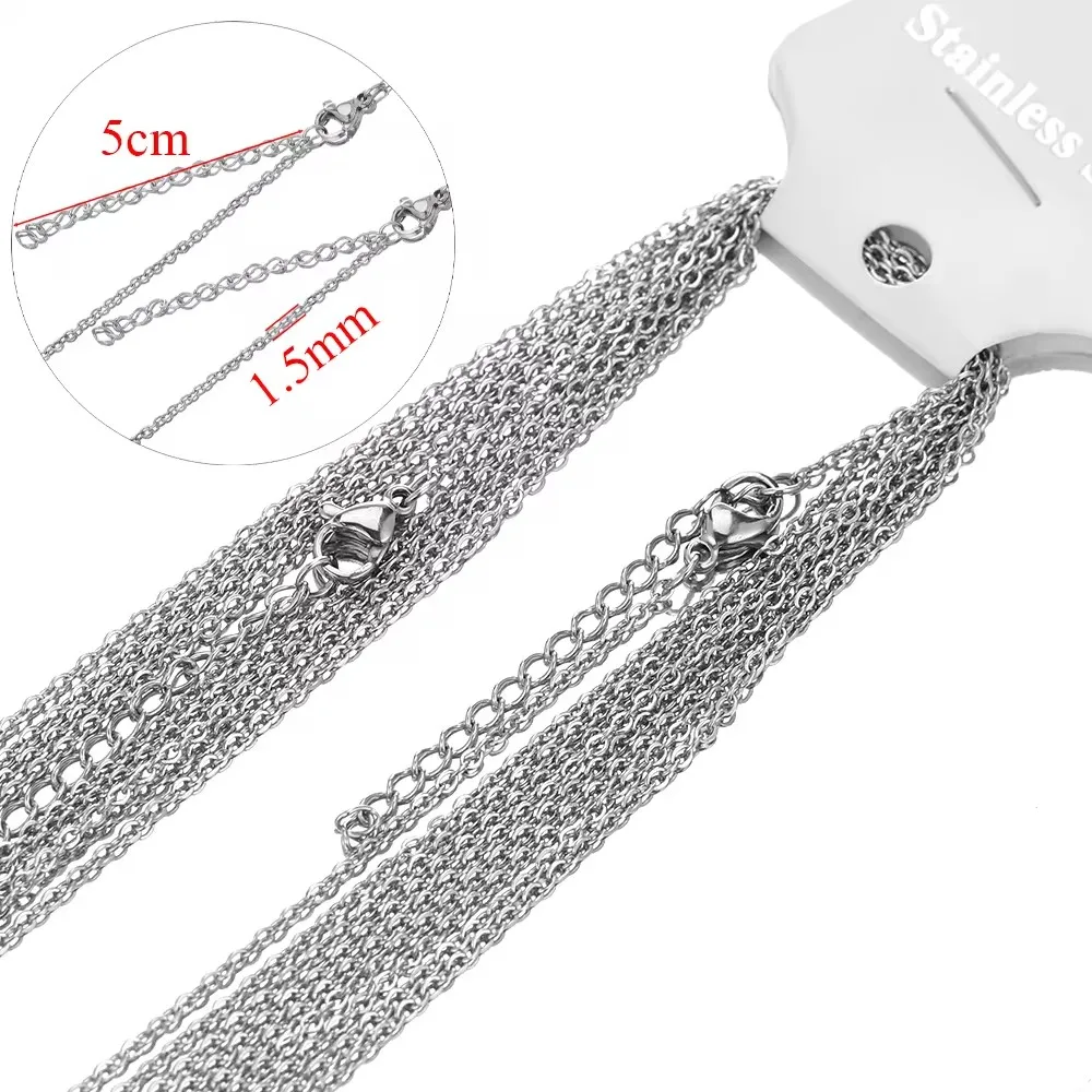 10pcs 45+5cm Gold Color Stainless Steel Link Chains in Bulk Necklaces Fashion Jewelry Adjustable Chains Wholesale Chokers DIY image 4