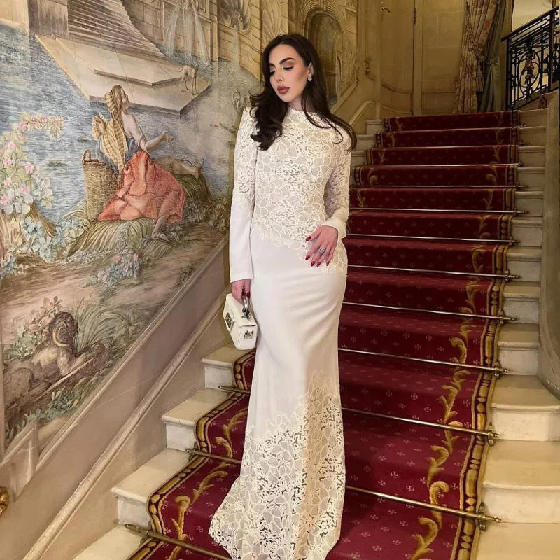

Celebrity Style Lace Embroidered Dress Long Skirt 2025 Autumn New Round Neck Long Sleeve Slim Fit Long Dress Female