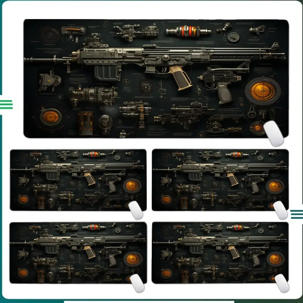 

Large Oval Tactical Gun Design Gaming Mouse Pad Anti-Slip Rubber Base Extended Desk Mat for Gamer Office Computer Accessories