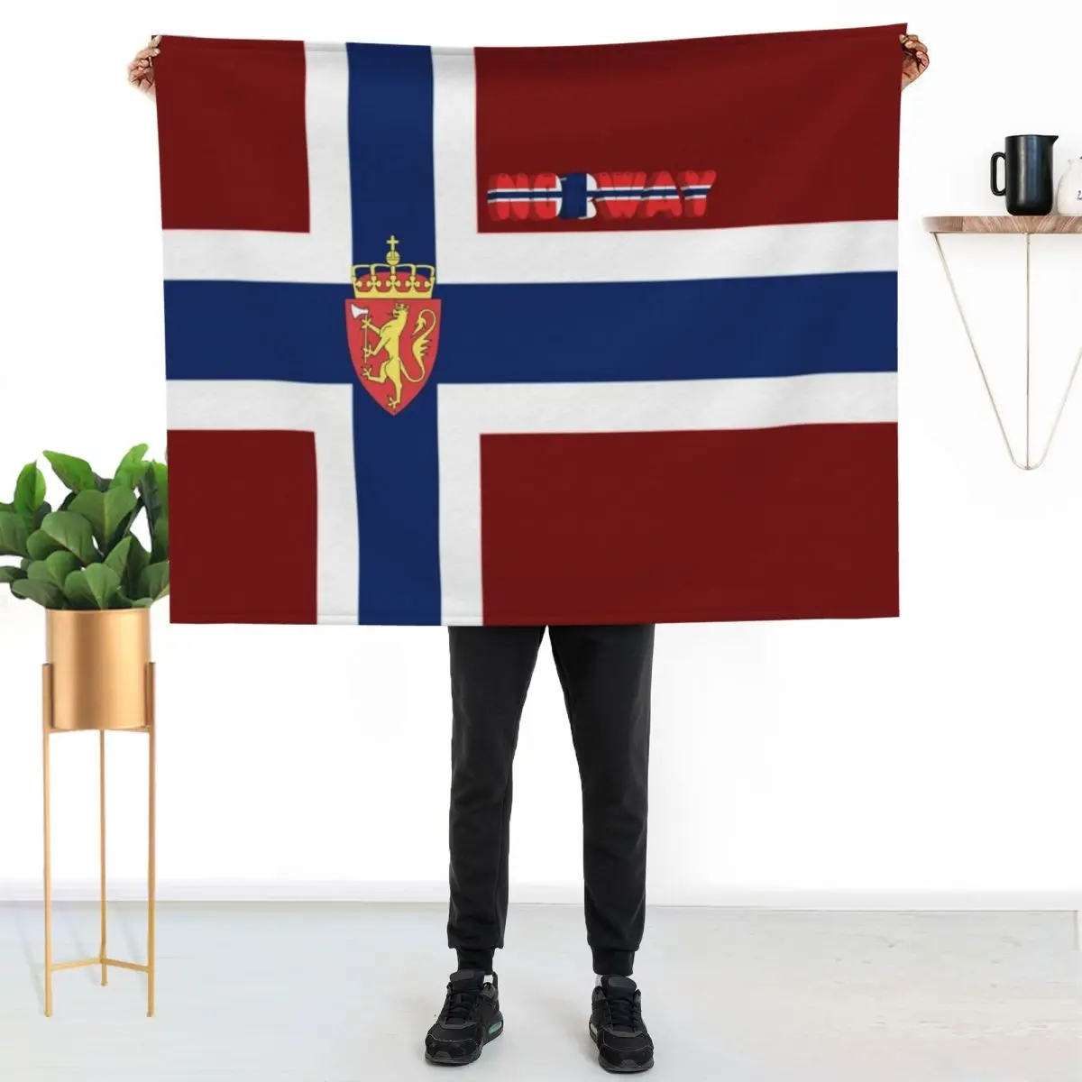 Norwegian flag with coat of arms Throw Blanket Comforter Decorative Sofa Warm Soft Plaid Sofa Quilt Plaid Blankets