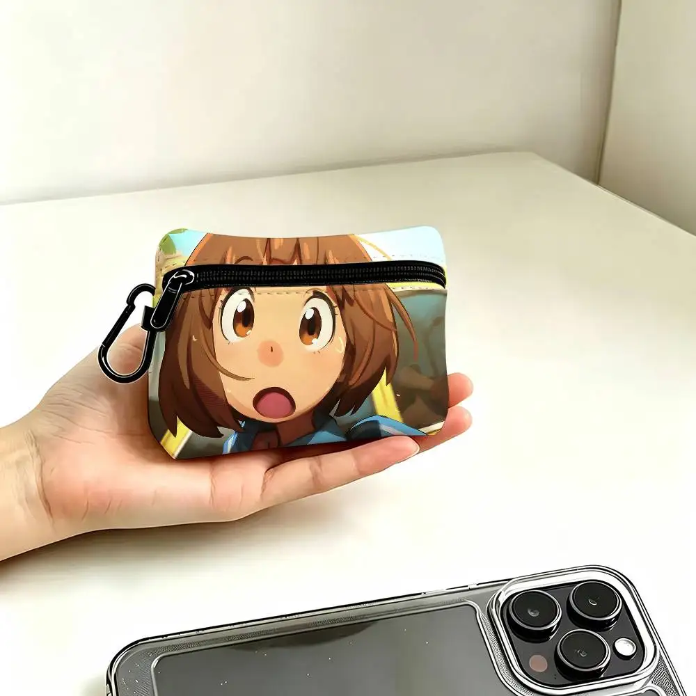 1 unidad de monedero con diseño de Mako Mankanshoku de Kill La Kill, con mosquetón, billetera portátil para llaves y tarjetas, pequeña bolsa con cierre para guardar objetos.