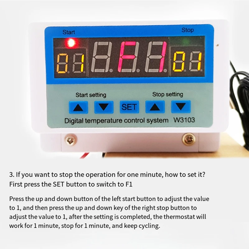 เครื่องควบคุมอุณหภูมิแบบดิจิตอล 220V สูงสุด 5000W เทอร์โมดิจิตอล 30A -19 ถึง 99 ℃   สวิตช์ควบคุมอุณหภูมิ XH-W3103