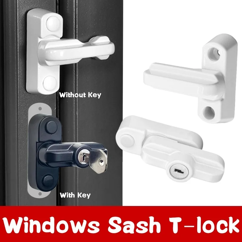 Cerraduras en T con llave, cerradura de ventana externa, hebilla, cerraduras de seguridad de aleación, bloqueador de marco de puerta UPVC, cerradura restritora de seguridad, cerraduras antirrobo