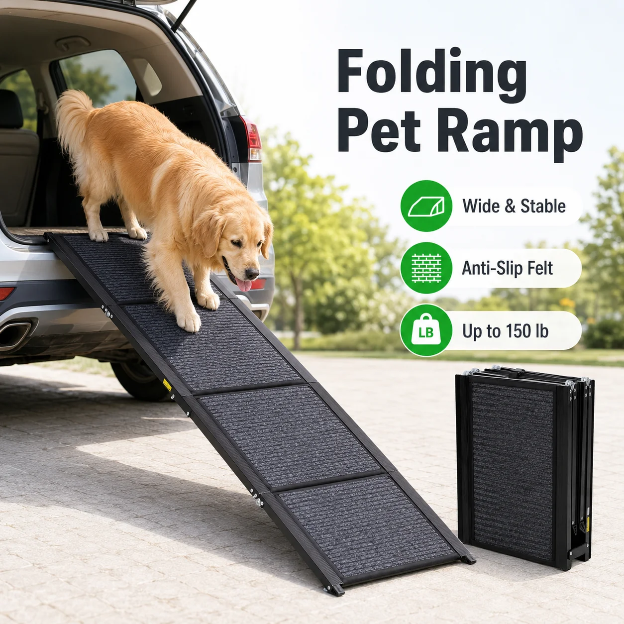 Outdoor Camping Carpet - Portable Folding Pet Ramp for Dogs