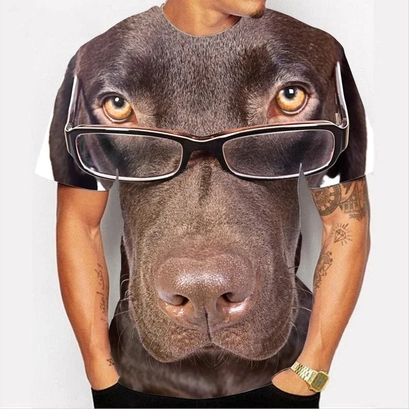 Camisetas con estampado 3D de cara de perro divertida de talla grande para hombres y mujeres, camisetas casuales de moda de verano con animales, camisetas de tendencia para niños