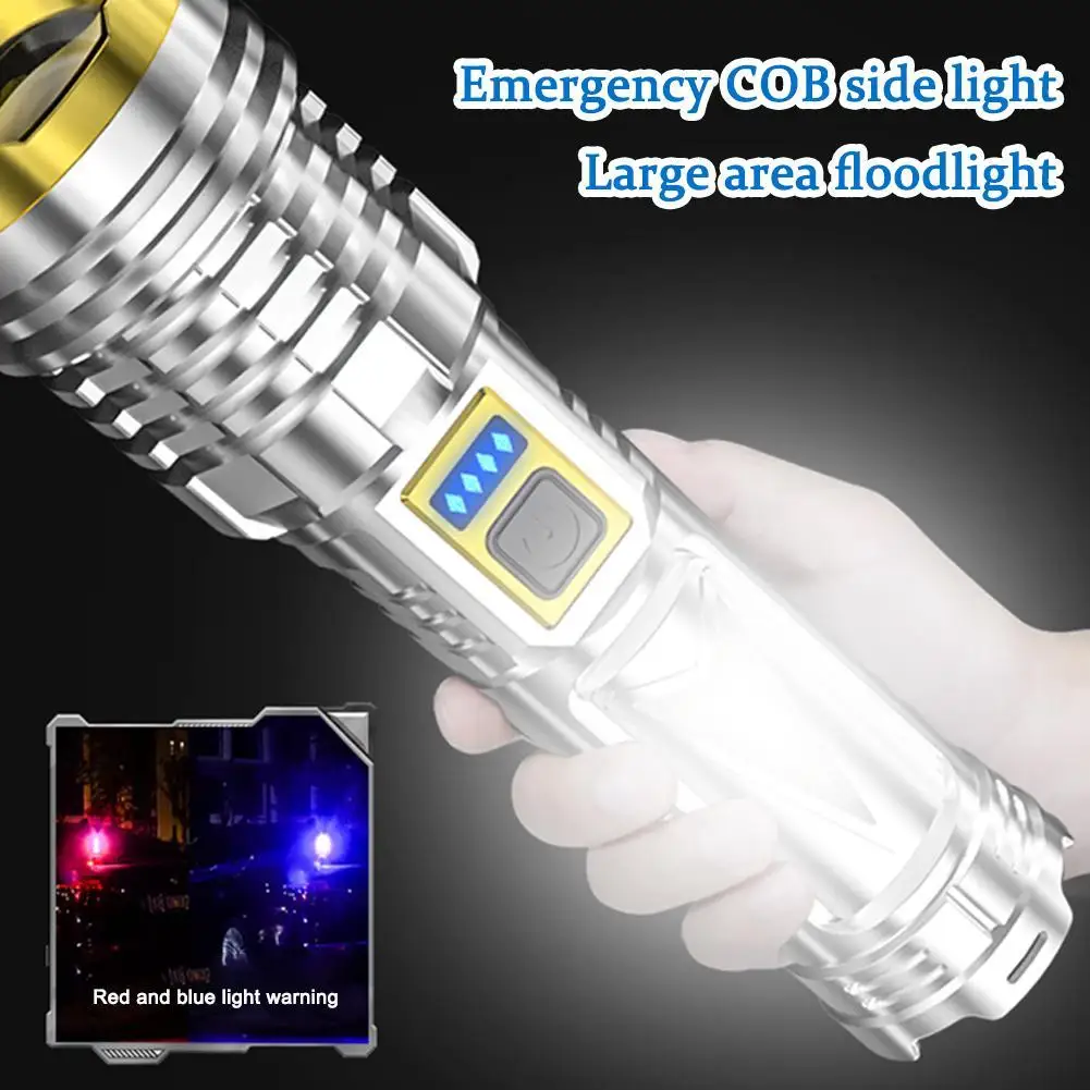 

Zoom Flashlight 2500mAh Super Brightness Emergency COB Side Light TypeC Rechargeable Led Outdoor Camping Fashing Lamp Flashlight