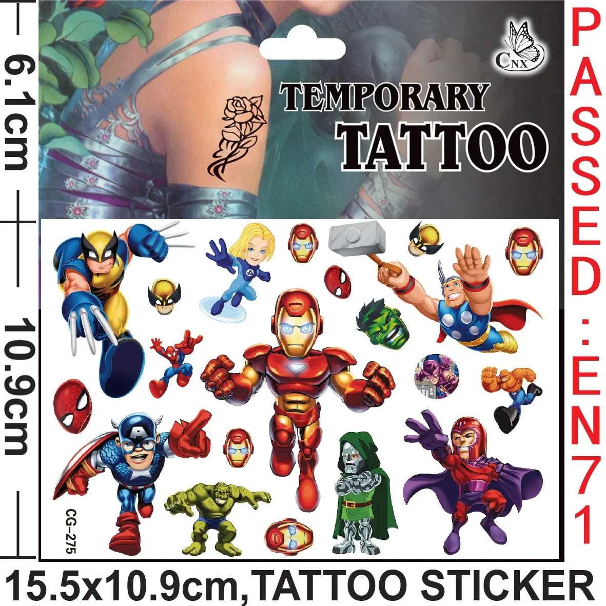 Marvel Tattoo Stickers Waterproof Cute The Avengers Sticker Anime Birthday Party Supplies Decoration For Kids Women Men Gift