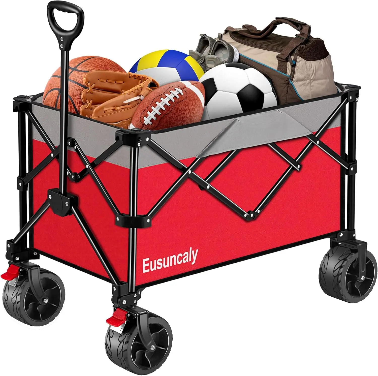 200L Collapsible Folding Wagon,Max 350Lbs Heavy Duty Beach Wagon Cart With Big All-Terrain Wheels,Outdoor Utility Wagon For