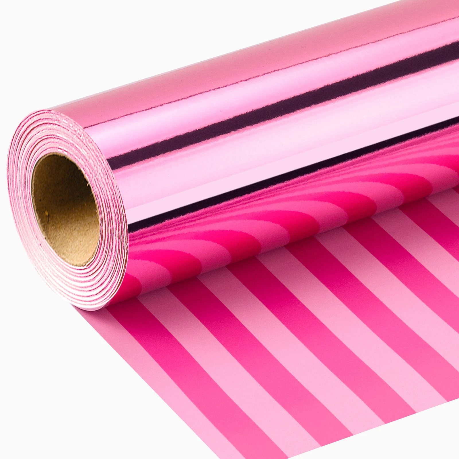 Wikadlik Hot Pink Wrapping Paper - Metallic Hot Pink Solid Color and Horizontal Stripes Gift Wrap Paper for Birthday, Valentines Day, Mothers Day - 43cm x 10m Mini Roll