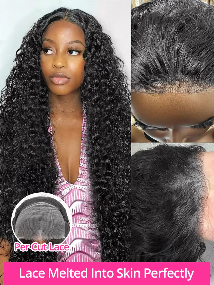 40Inch Water Wave Curly Lace Frontal Wigs 13x4 13x6 HD Lace Frontal Wig Deep Wave 7x5 Glueless Human Hair Wigs For Women 250%