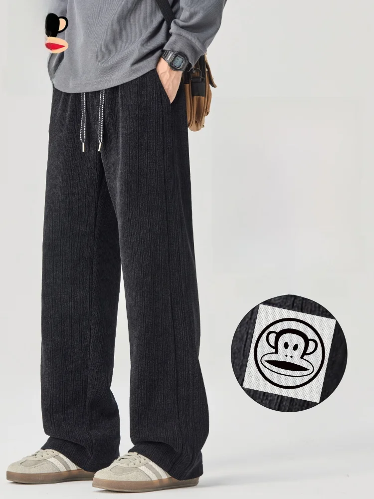 

Мужские повседневные брюки Paul Frank Large Mouth Monkey с вышивкой, весенние, в американском стиле, модные, свободные, прямые, длинные брюки