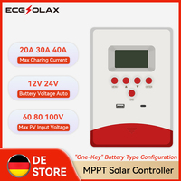 ECGSOLAX 20A 30A 40A MPPT Solar Charge Controller 12V 24V Solar Battery Charge Regulator Charging Controller Max PV 60V 80V 100V