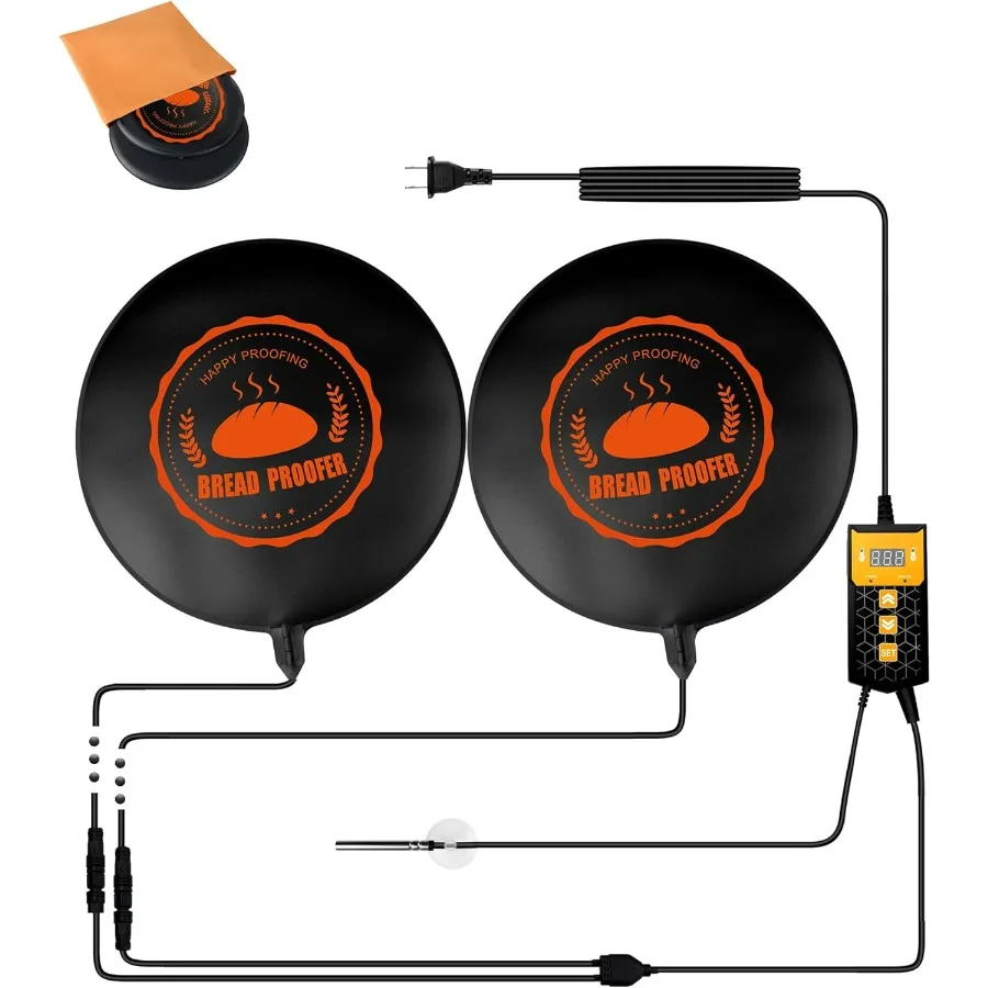 

Нагревательный коврик для проектора хлеба, нагревательная подушка для контроля температуры, проектор для теста для приготовления хлеба с сумкой для хранения (2 шт.)