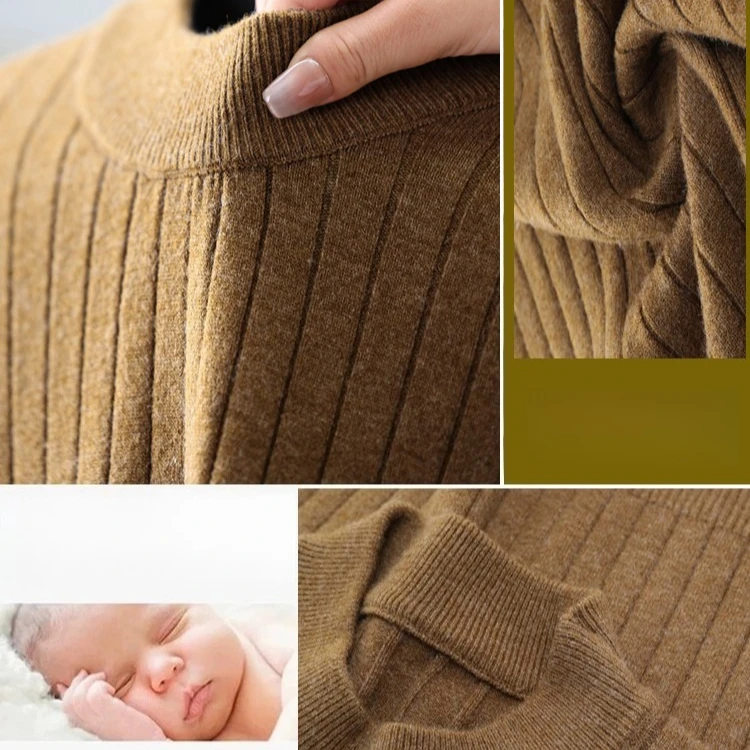 سترة رجالية محبوكة برقبة شبه عالية، نسيج صوف 500 جرام، مضاد للبيلينغ، طراز فاخر هادئ، بيج رمادي بني ​