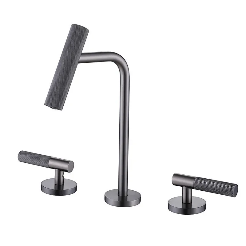 Gray Bathroom Basin Faucet Total Brass Gray Bathroom Faucet Widespread Sink Faucet 3 Hole Hot And Cold Black Water Tap