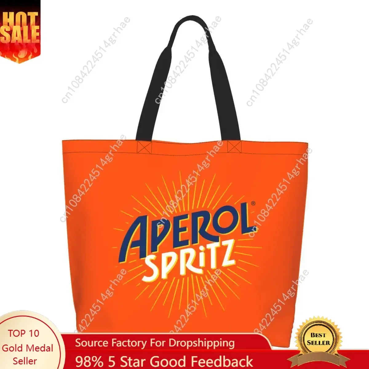 Custom Aperols Spritz Grocery Shopping Bags Fashion Printing Canvas Shopper Tote Shoulder Bag Big Capacity Durable Handbag