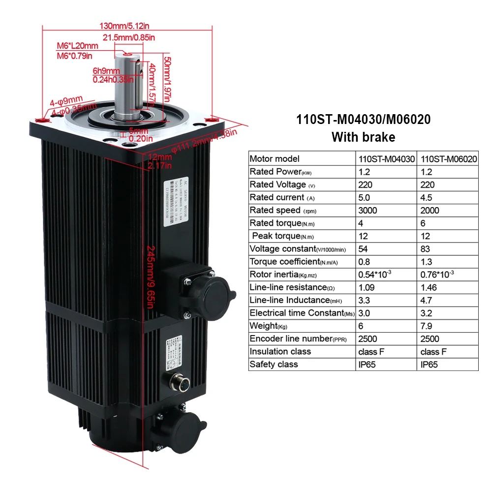 HLTNC 110ST-M04030 M06020 1.2KW 220V AC Servo Motor Kit 3000Rpm 4N 6N Engine With T3DF RS485 Driver For CNC Engraver Router