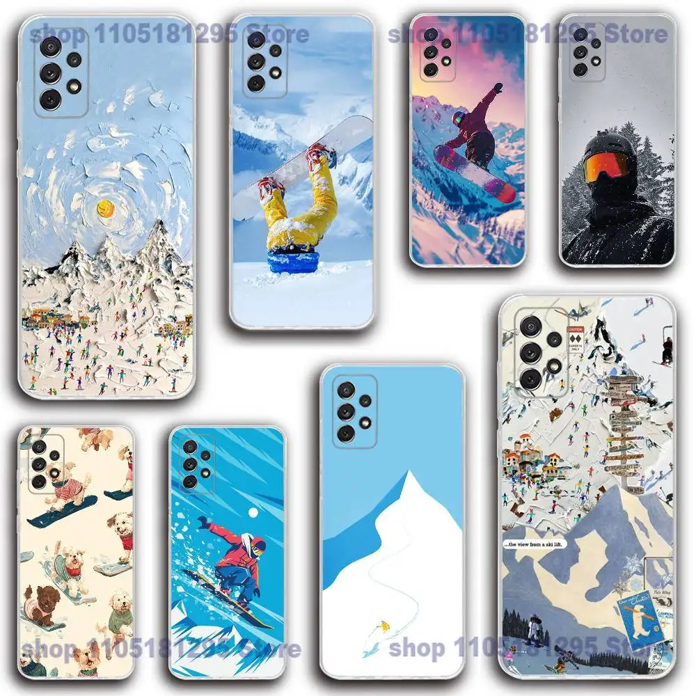 

Snowboarding Sport Passion Phone Case Silicone For Samsung S30,23,21,22,20 FE lite,S10,9,PIus Note20ultra Soft Transparent
