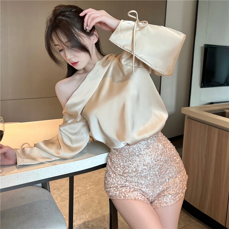 

Сексуальный женский топ из ультра гладкого атласа Pure Desire Spicy Girl High Faion, осень 2021, новый женский топ