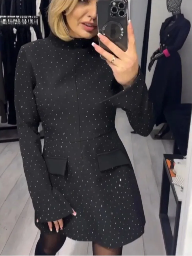 Frauen Frühling Sommer Neue Mode Heißer Diamant Engen Kleid frauen Kleidung Elegante Casual Schwarz Urlaub Party Kleider Robe Femme
