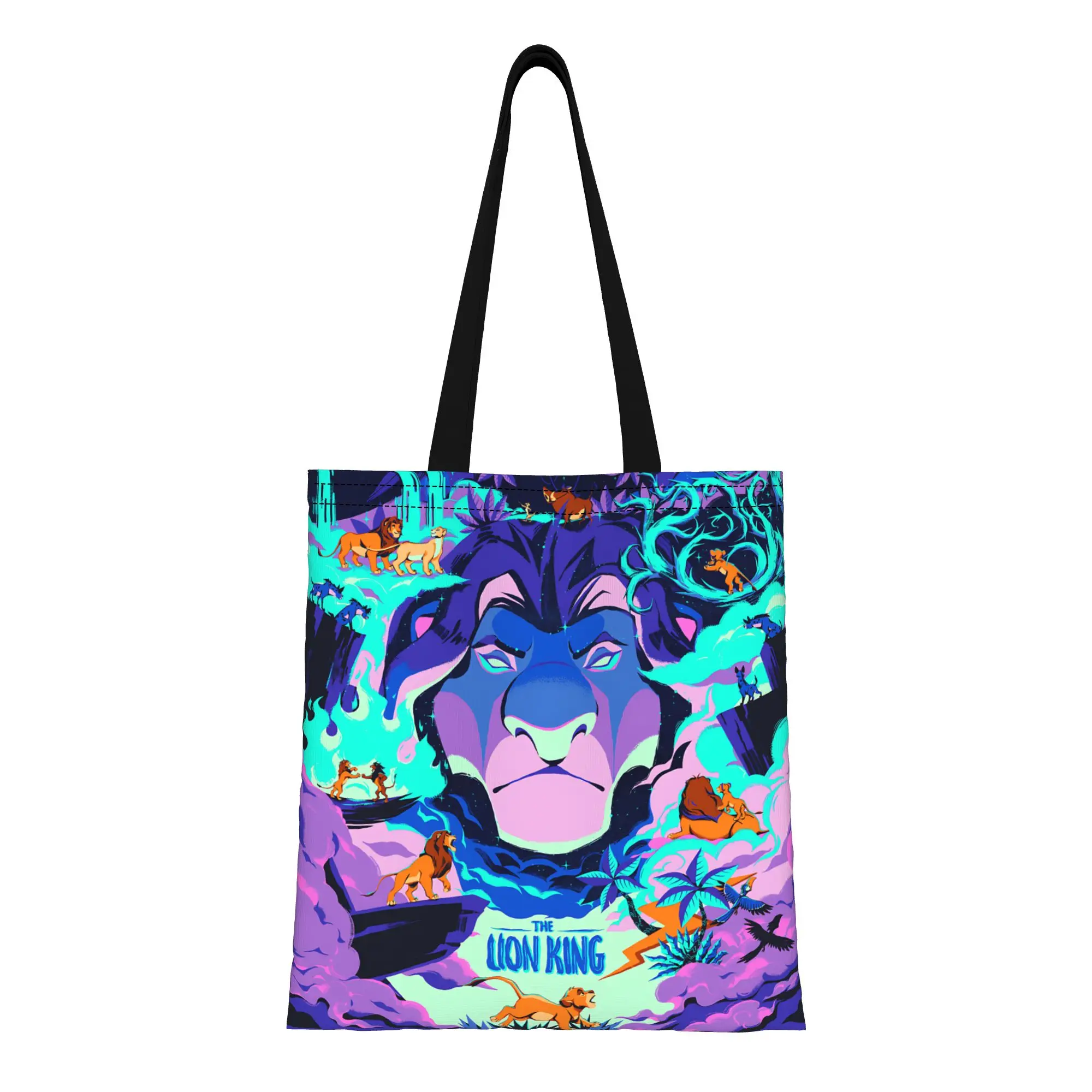 Bolsa de lona plegable con diseño elegante, sin cierre, con estampado del Rey León, gran capacidad, 1 unidad, para el 30 aniversario de la película