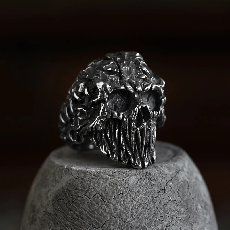 Hip-Hop Men\'s Biker Rings Head Evil Skull Ring Gothic Punk Rock Biker Jewelry Accessories Wholesale