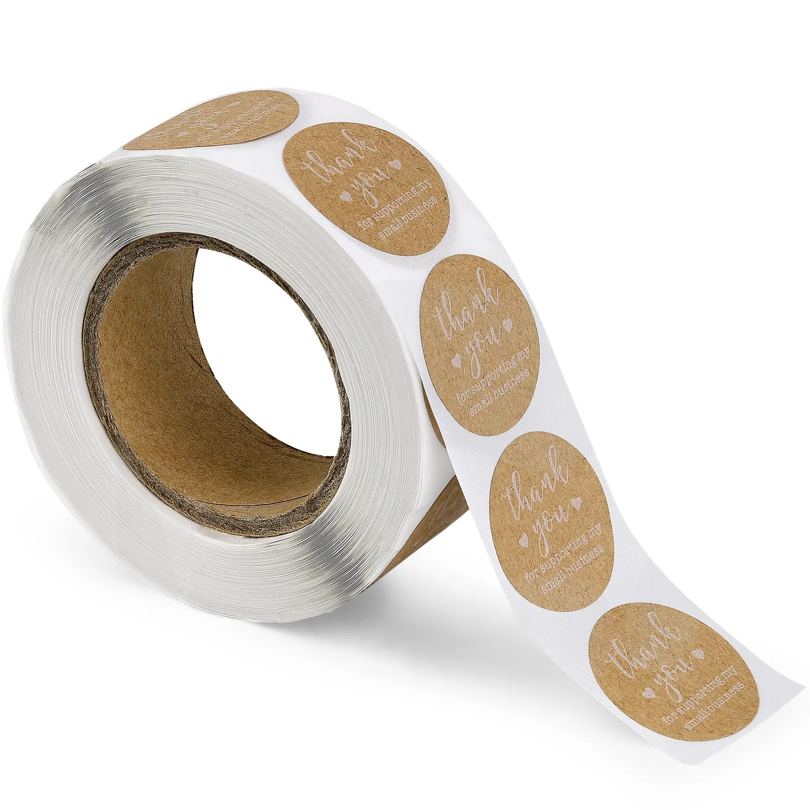 500pcs Adhesive Stickers Kraft Paper Labels Round Shape Sealing Decorative Envelopes Scrapbook Thank You Packaging Mailer Folder