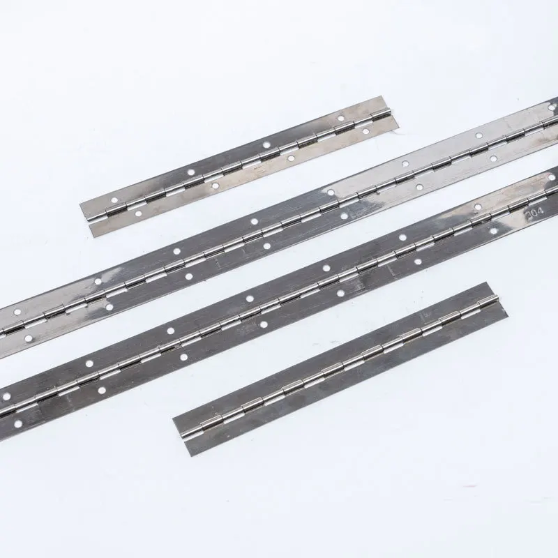 Dobradiças de móveis de aço inoxidável 304, 2 peças, para portas, painéis, equipamentos de cozinha, armários de armazenamento de metal, dobradiças contínuas de piano