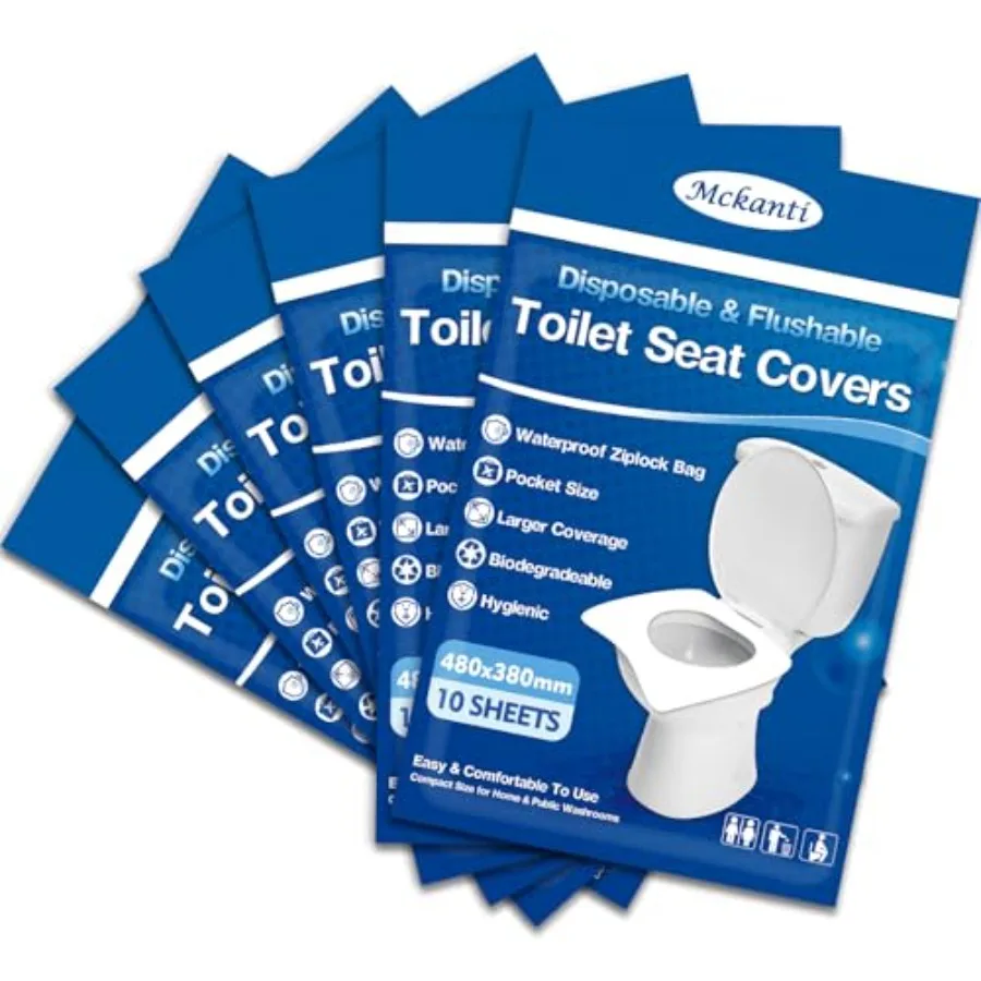 

Mckanti Toilet Seat Covers Disposable - XL Flushable Paper Toilet Seat Covers for Adults Potty Training, Biodegradable Travel E