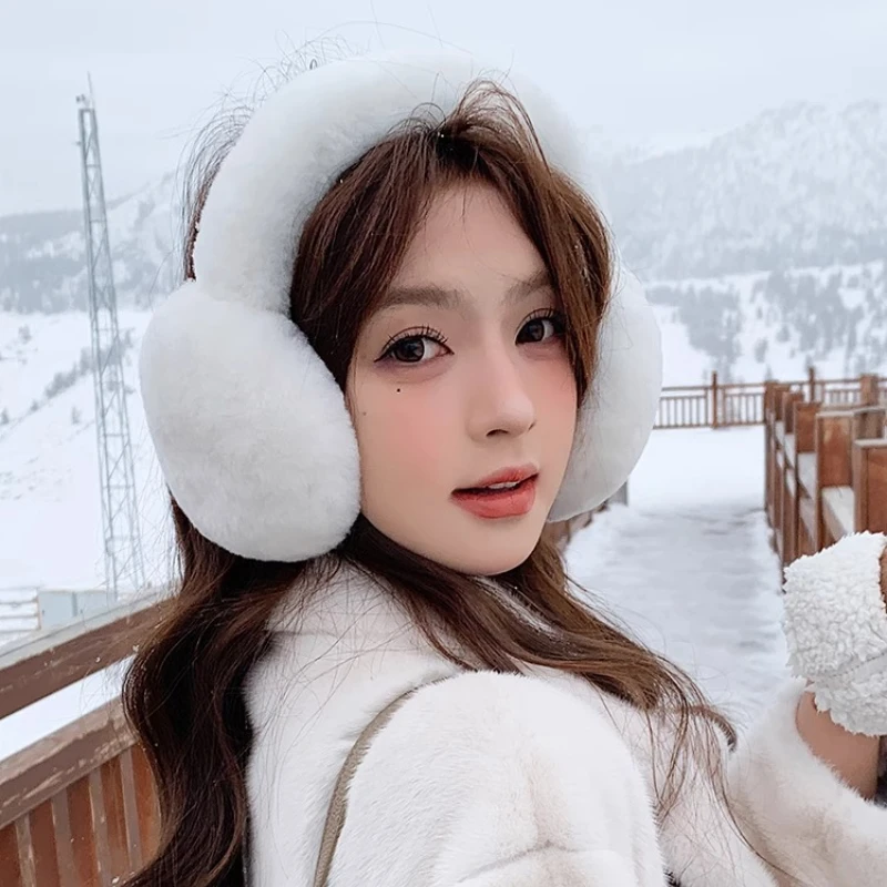 패션 휴대용 귀마개 야외 감기 보호 여성 남성 천연 양모 귀마개 접이식 귀고리 부드러운 플러시 따뜻한 귀마개
