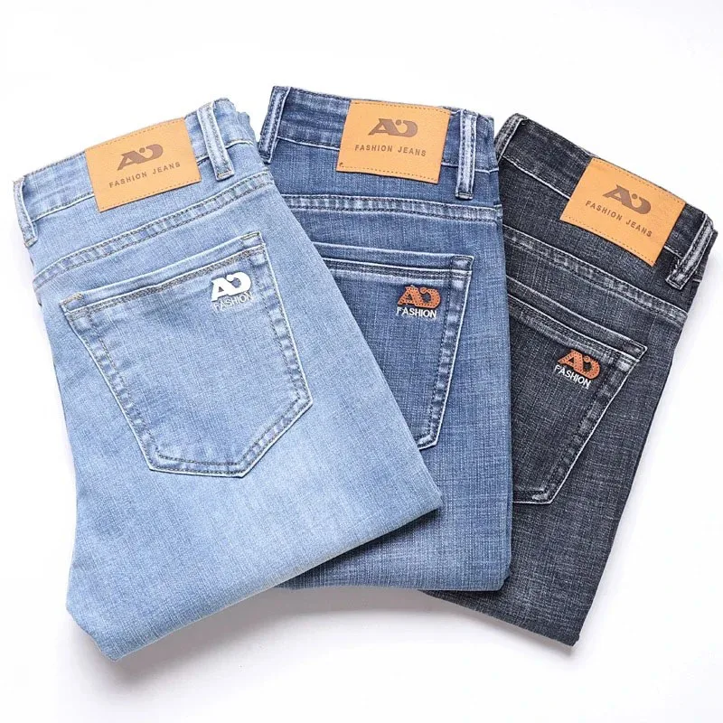 Frühlingsmode Herren Hellblaue Slim-Fit Jeans Stilvolle Business-Casual Stretch-Denim-Hose Klassische Allround-Hose