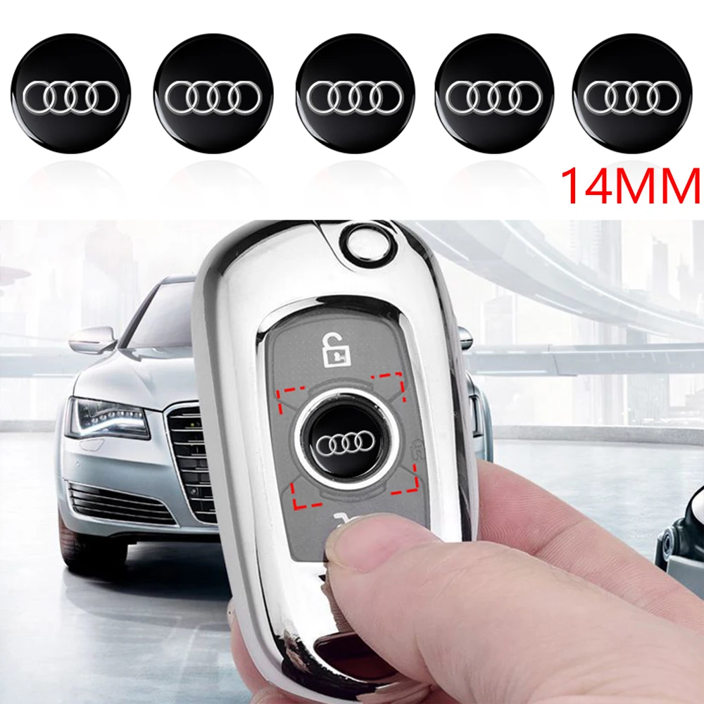 14mm Autoschlüsselgehäuse Fernbedienungsabdeckung Aluminium-Emblem-Dekor-Aufkleber für Audi Sline Q5 Q3 Q7 R8 A3 A4L A5 A6L A8 A1 TT 8L A4 A5 A6