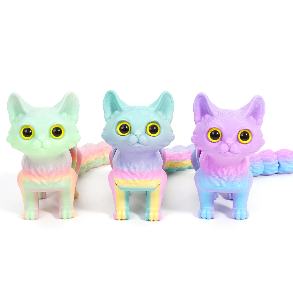 3D Printed Toys Animals Cats Figures Model Multi-joint Movable Ornament Decorative Desktop Creativity Novelty Kids Gifts Toy