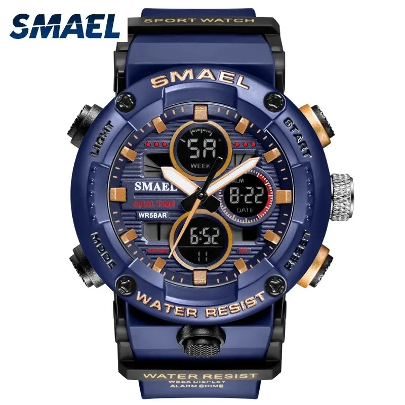 SMAEL Watch Men Waterproof LED Digital Watches Stopwatch Big Dial Clock For Male 8038 Sport Men Watches Quartz