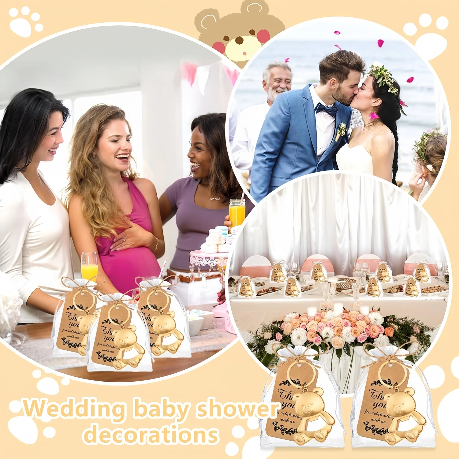 15 Stück/5 Sets Goldener Bären-Schlüsselanhänger Flaschenöffner Geschenk, geeignet für Geburtstagsfeiern, Halloween, Weihnachten und Party-Geschenksets – Detail 9