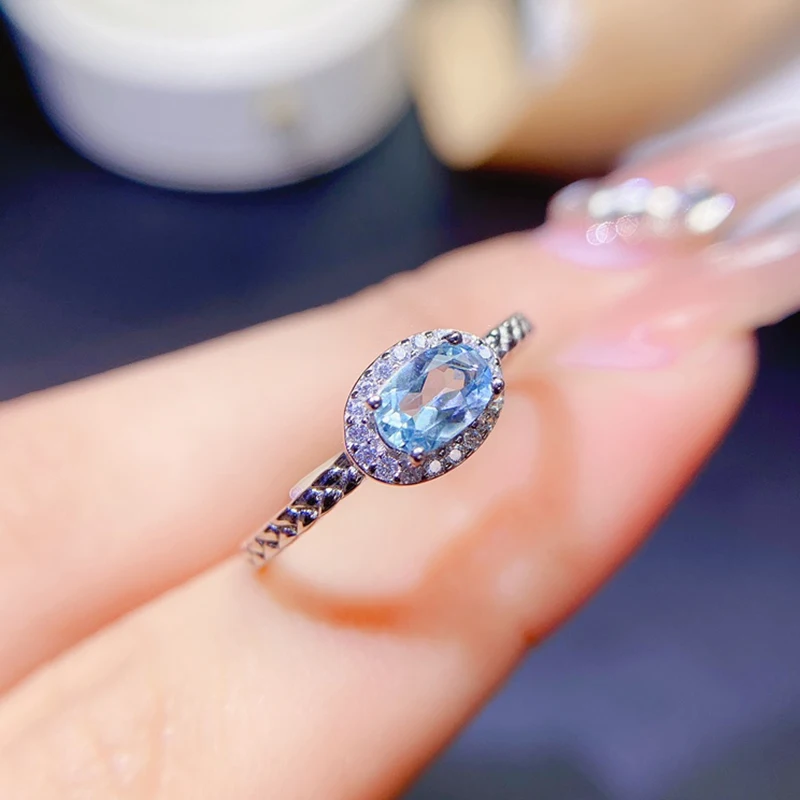 

Natural Aquamarine Rings for women silver 925 jewelry luxury gem stones 18k gold plated free shiping items Party Gifts